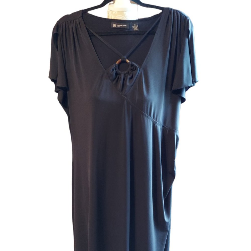 INC International Concepts Black Short Sleeve Dress Women's Size 1X